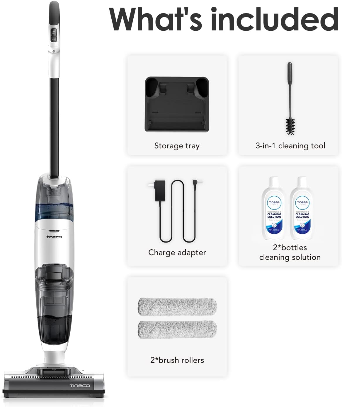 Tineco Floor ONE i5 Stretch Wet Dry Vacuum Cleaner, Vacuum & Mop in One Step, 20kpa Powerful Suction, 180° Lay-Flat Design, Anti-Tangle Design, Dual-Sided Edge Cleaning, Up to 30* Minutes Runtime