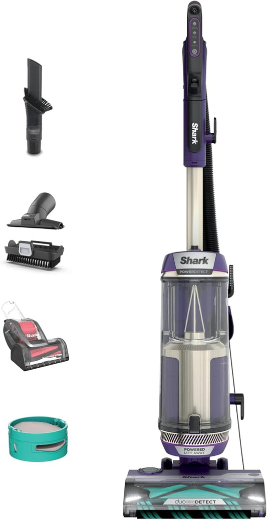 Shark AZ2002 Vertex Powered Lift-Away Upright Vacuum with DuoClean PowerFins, Self-Cleaning Brushroll, Large Dust Cup, Pet Crevice Tool, Dusting Brush & Power Brush, Silver/Rose Gold